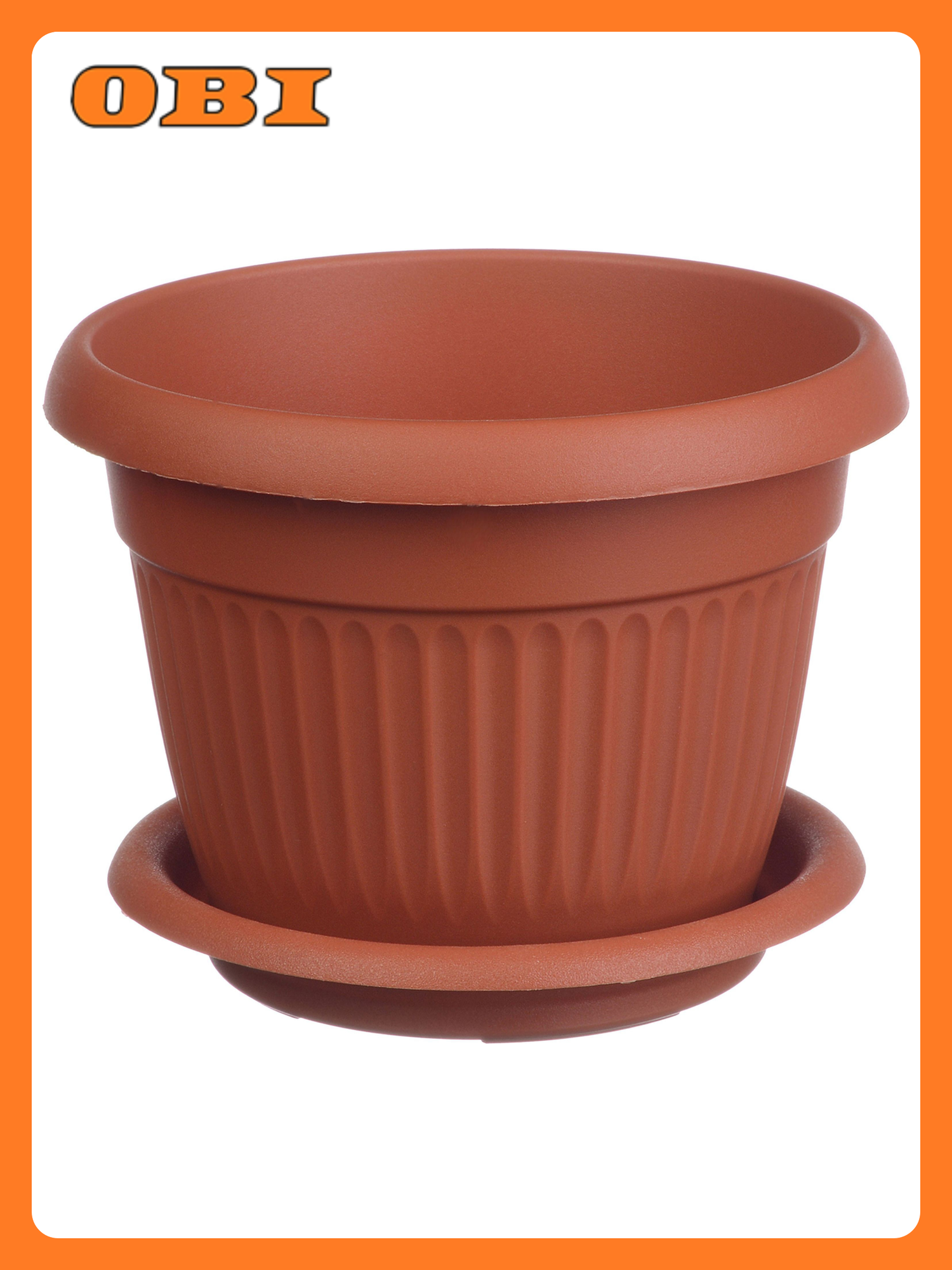 Кашпо IDEA Ливия d37 см 16 л полипропиленовое терракотовое с подставкой