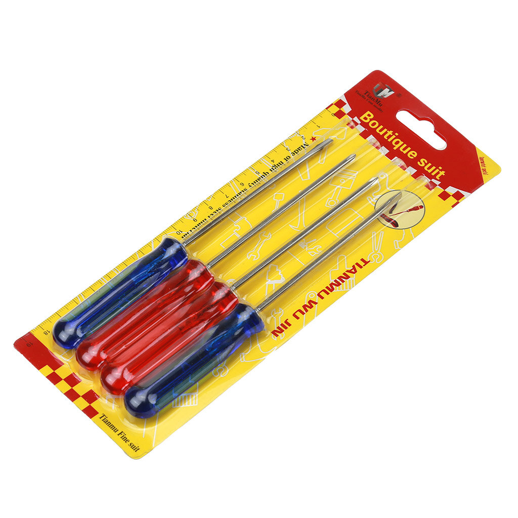 Набор отверток КНР крестовые и шлицевые, 4 предмета, с трехкомпонентными рукоятками (560)