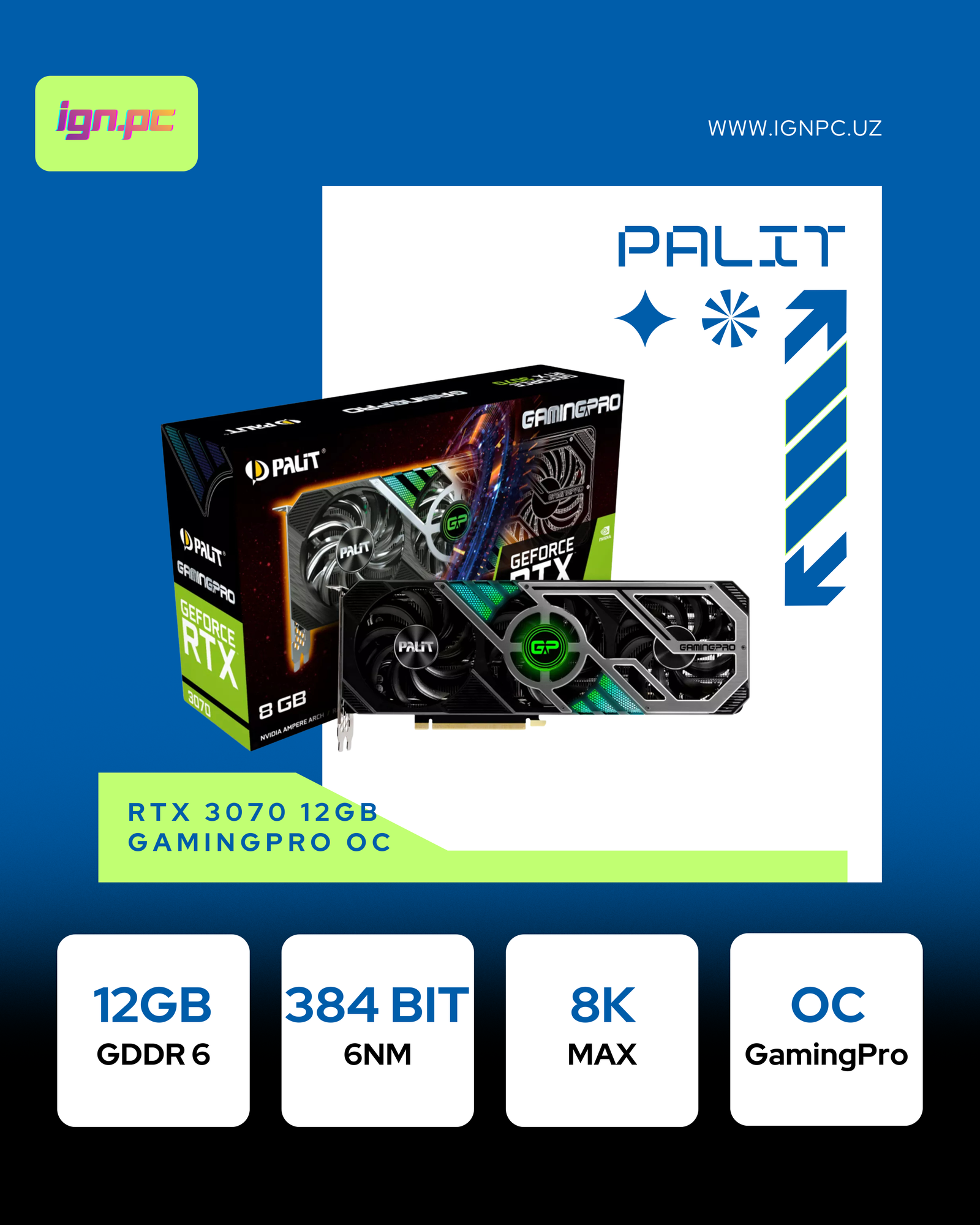 Видеокарта Palit GeForce RTX3080Ti GamingPro NED308T019KB-132AA, 12Гб, GDDR6X