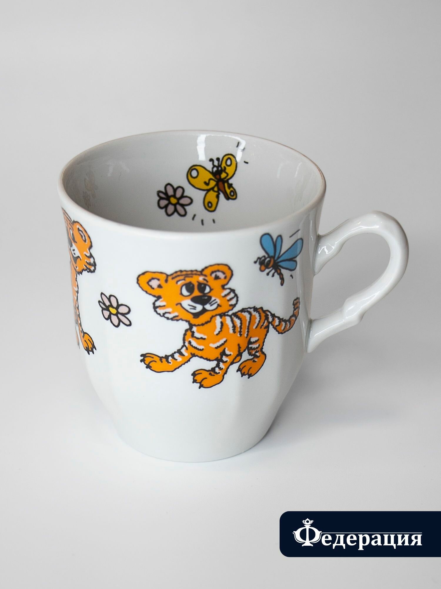 Чашка детская Добрушский фарфоровый завод "Бегемотики", 250мл, советская, белая