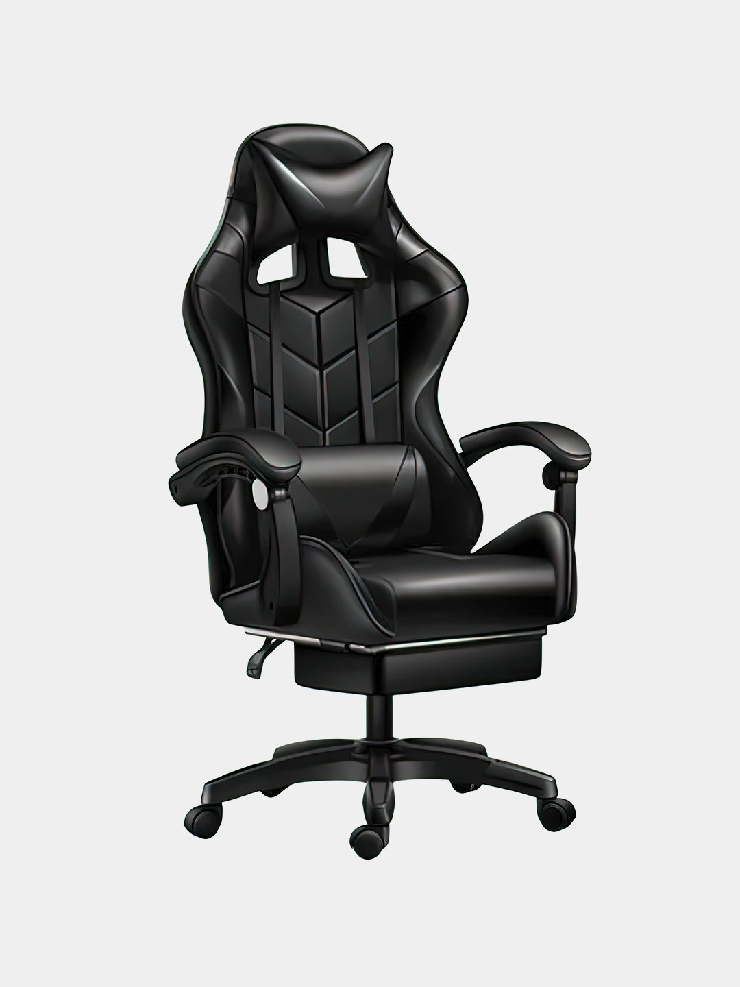 Игровое кресло эргономичное, эко-кожа, с подставкой для ног, 360°, регулируемое по высоте