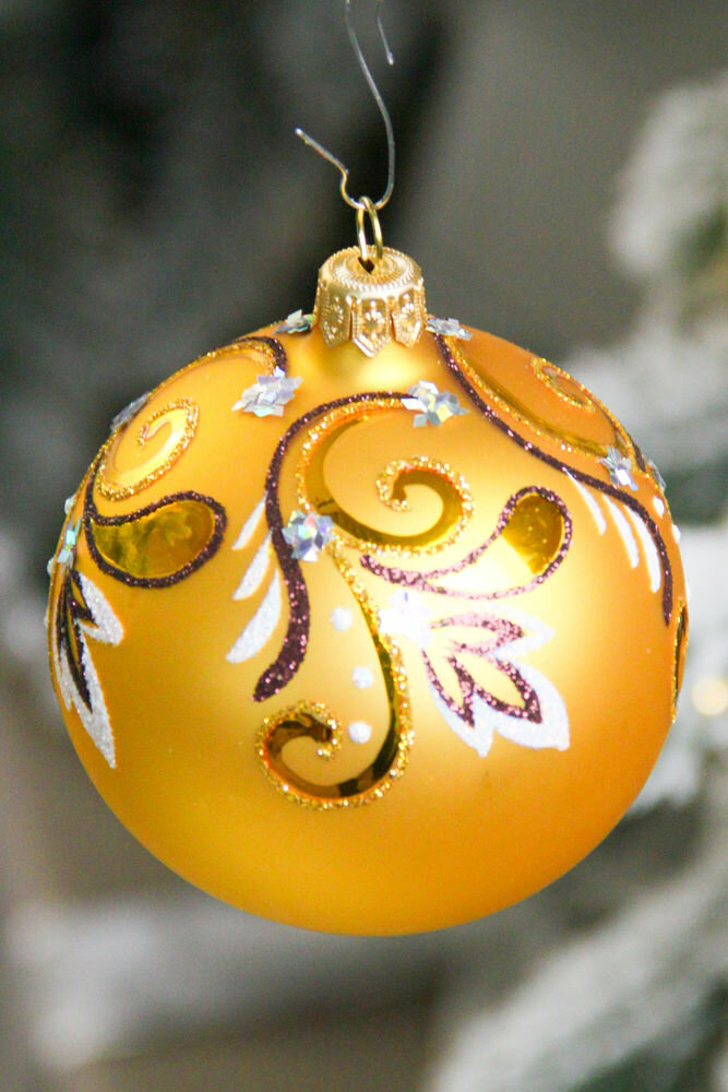 Ёлочный шар отрада, золотой, 75 мм, Елочка С1975-зол