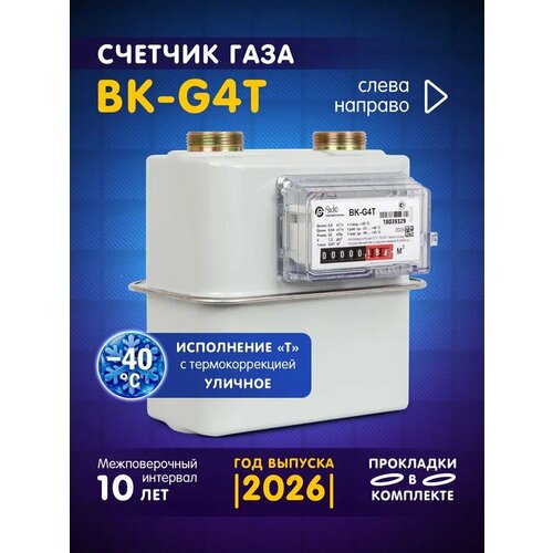 фото Бытовой счетчик газа вк-g4т v1,2 ду 25 мм (л-пр) диафрагменный раско газэлектроника