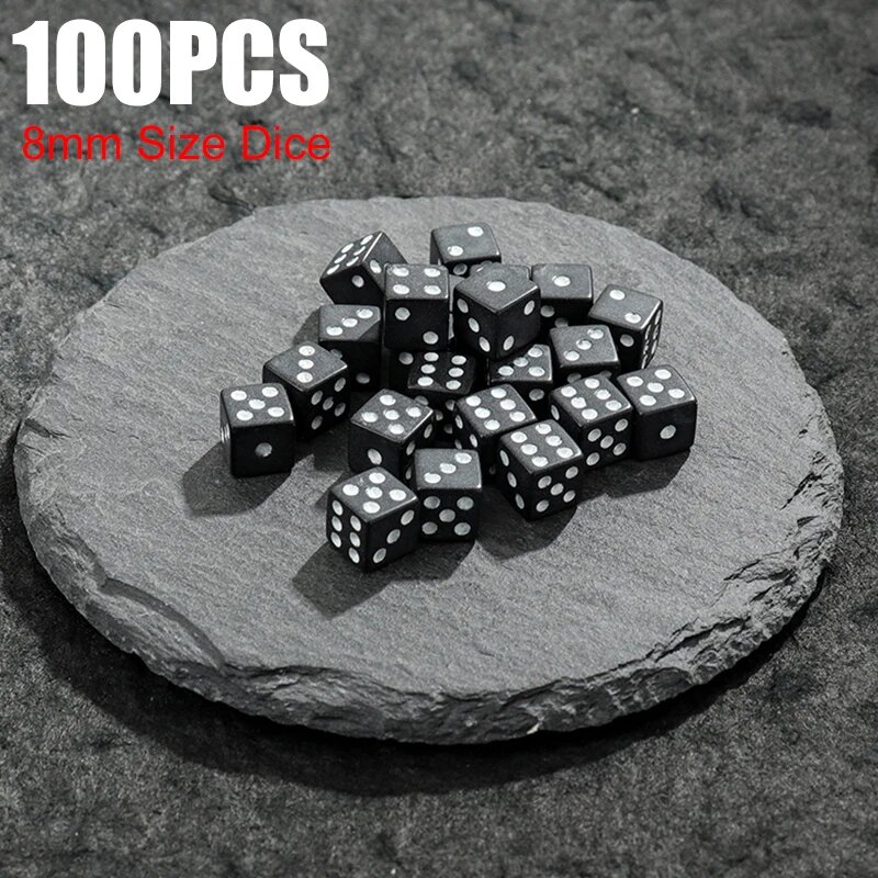Набор акриловых костей 8 мм, 100 шт, разноцветные 100PCS Black