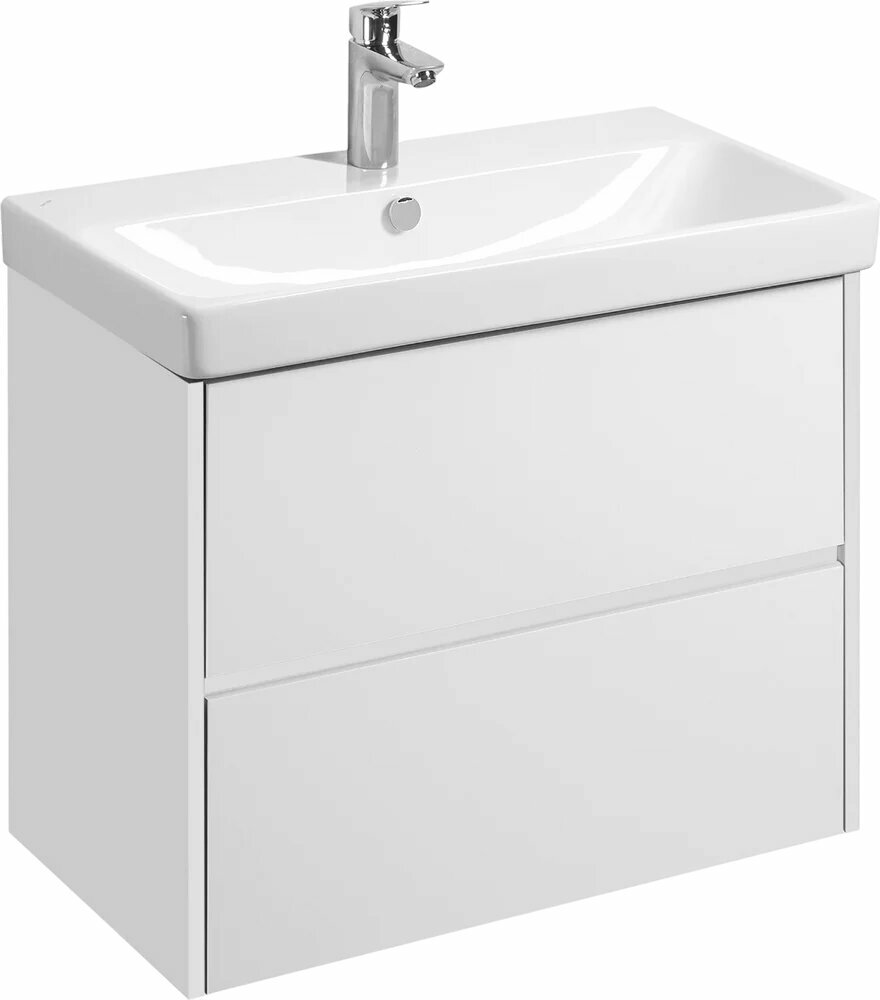 Тумба с раковиной AQUATON Сканди 80 подвесная 80 см с ящиками белая прямоугольная в современном стиле в скандинавском стиле из фарфора