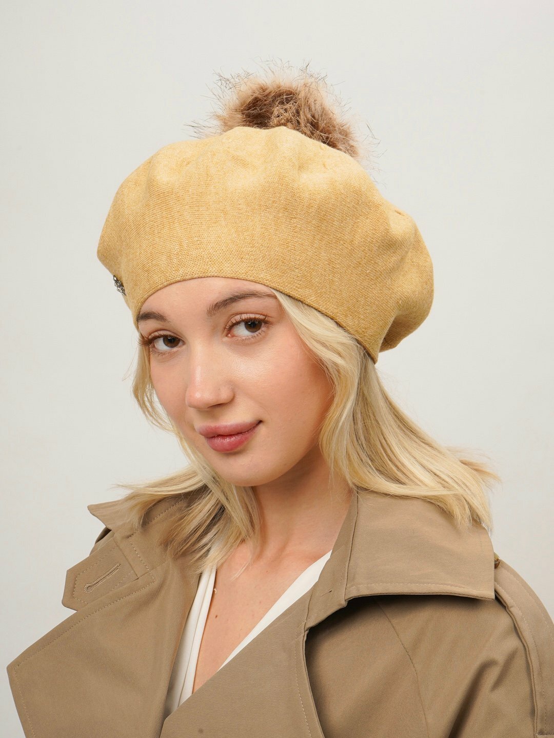 Шапка-бини для взрослых и детей, размер 56, золотой — фото 1