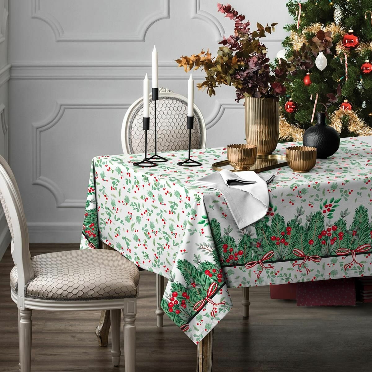 Скатерть с рисунком, новогодняя, 140*240