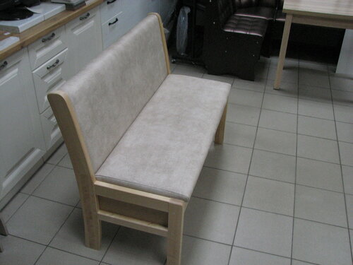 Изображение товара Лавка Большая этюд (115 см) дерево (береза) ткань велюр Коламбия Бейдж (Бежевый) (ящик под сиденьем)