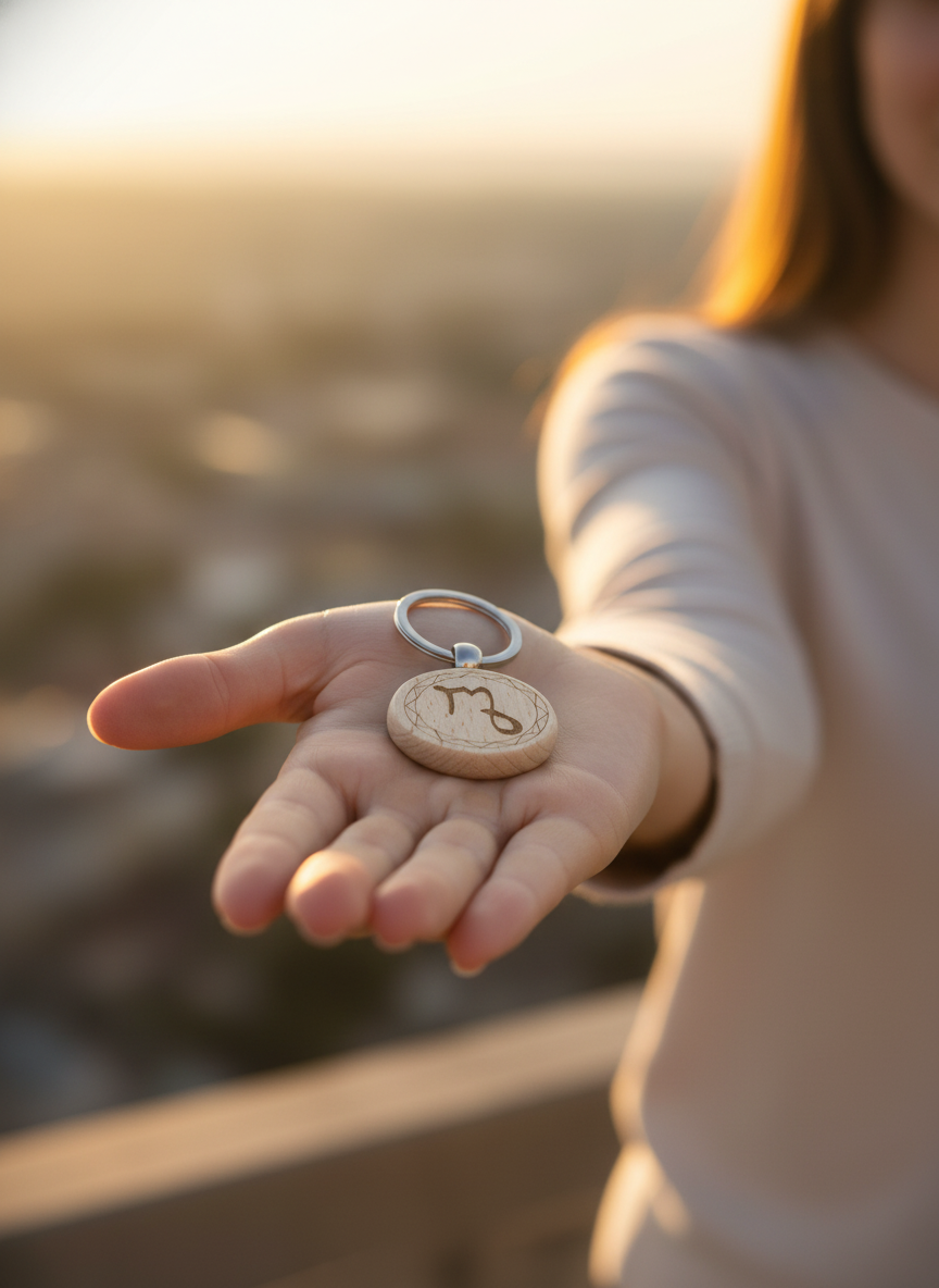 Брелок-талисман для Девы из натурального бука, 4 см, для удачи и концентрации — фото 1