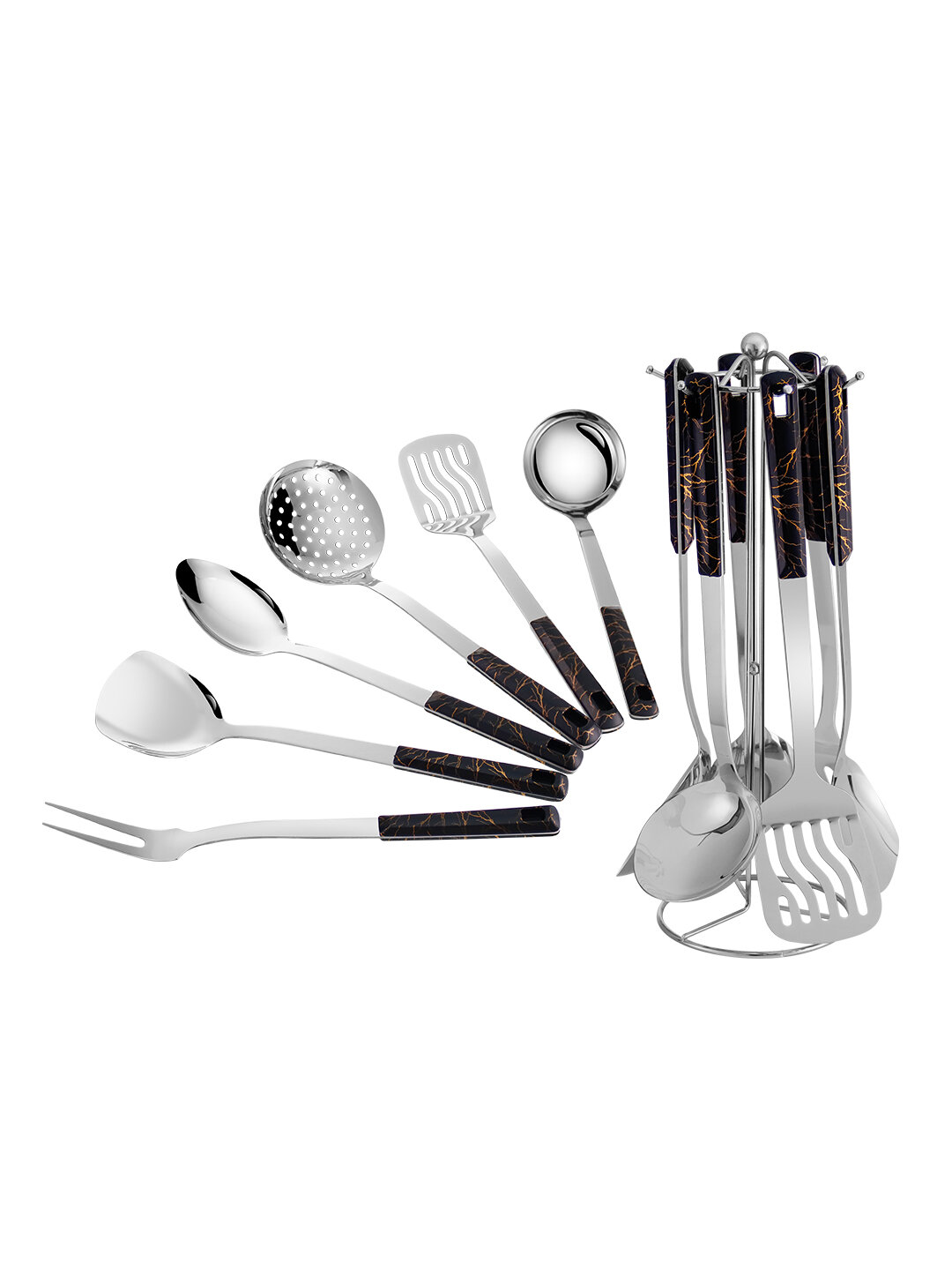 Набор кухонных инструментов, из нержавеющей стали - 7 предметов HausRoland HR901-1 - Черный