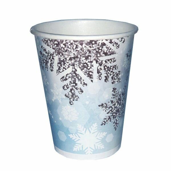 Стаканы новогодние бумажные "Снежинки" 200 мл  6 шт