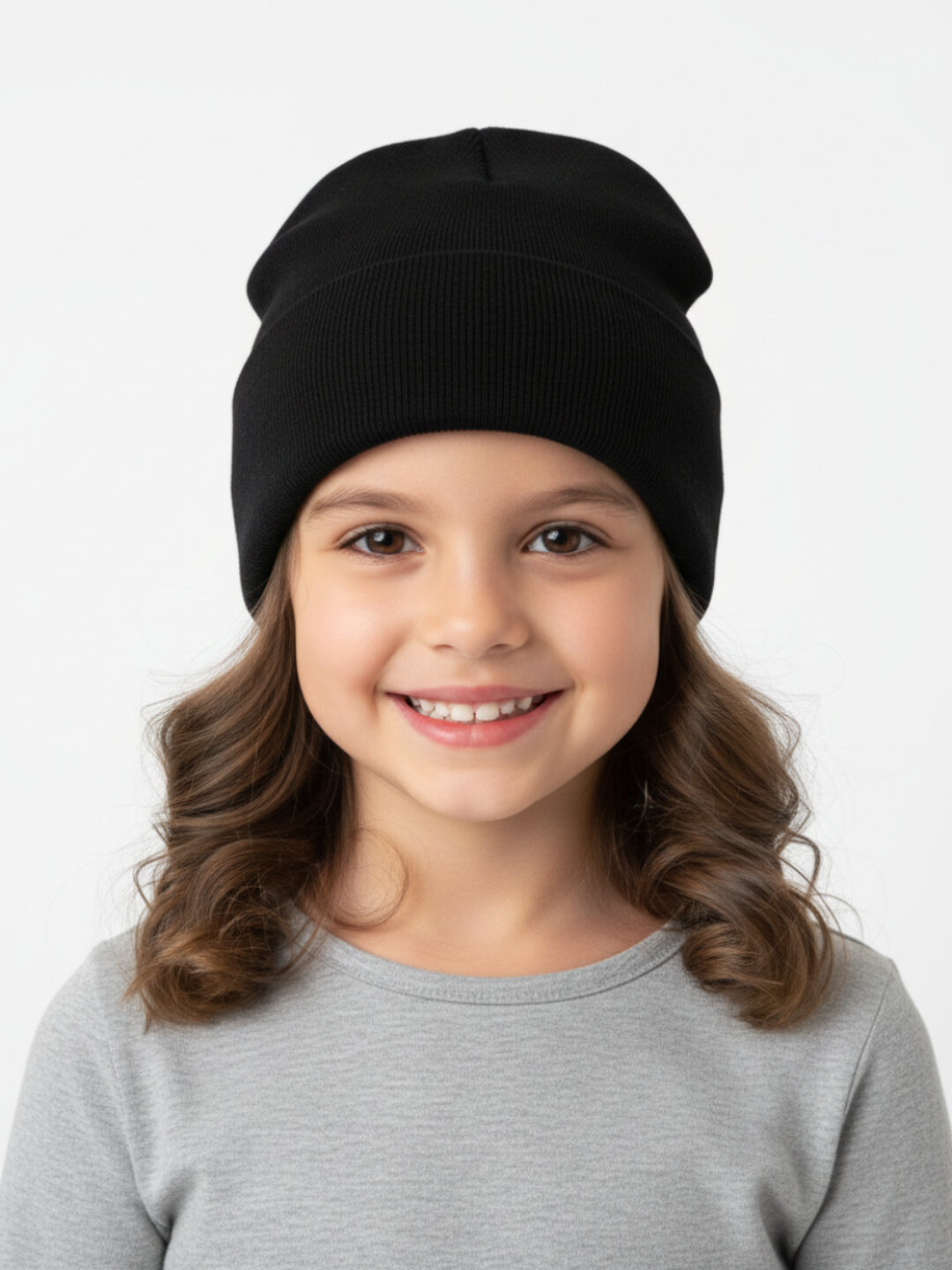 Шапка для девочек, размер 60, черный — фото 1
