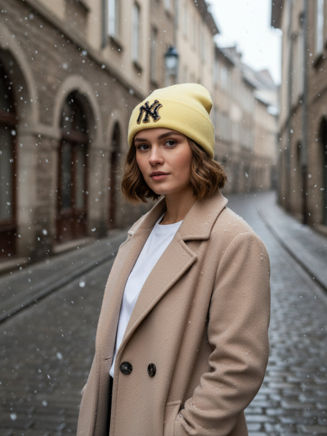 Шапка-бини для женщин, размер 26-28, Желтый — фото 1