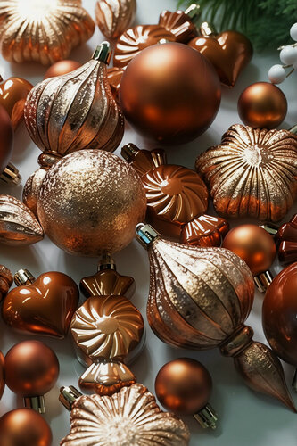 Изображение товара Набор ёлочных шаров и украшений святочный БАЛ, пластик, янтарный, 3-12 см, 32 шт, Winter Deco 2000074