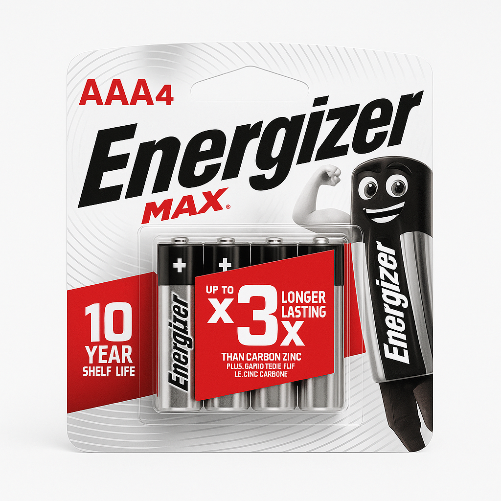 Батарейки пальчиковые алкалайн Energizer MAX 1,5в AAA LR03 набор 4 шт