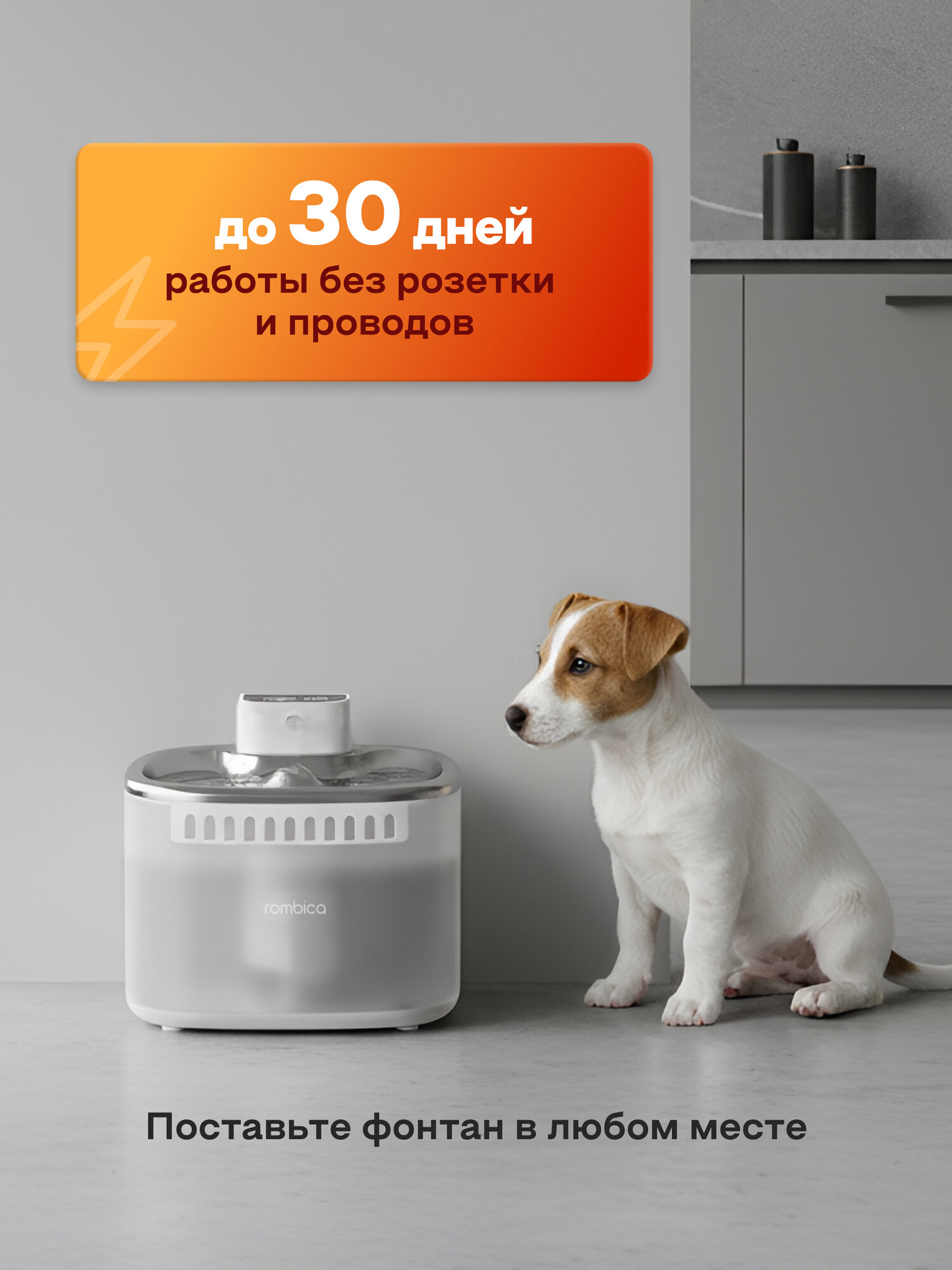 Поилка фонтан беспроводная для кошек и собак автоматическая Rombica myPet Ray с датчиком движения, 3л — фото 2