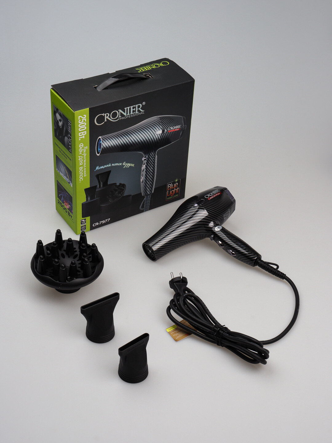 Фен Cronier CR-7977, профессиональный, мощность 2500Вт, ионизация, 4 температурных режима