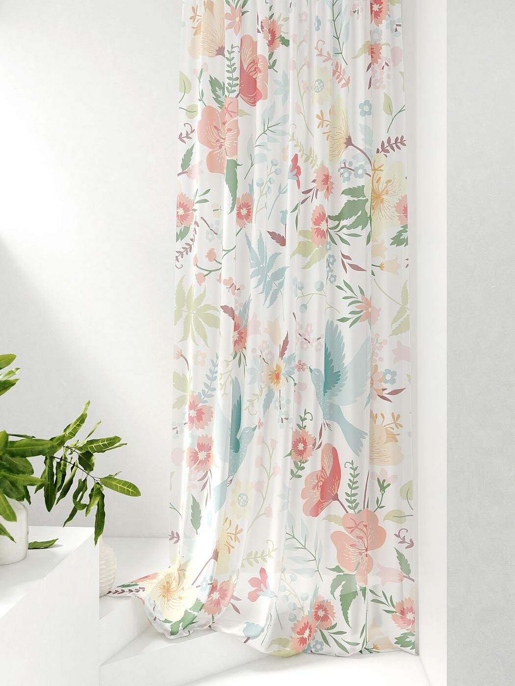 Штора для спальни и гостиной готовая 150x260 см с рисунком (589136-260)