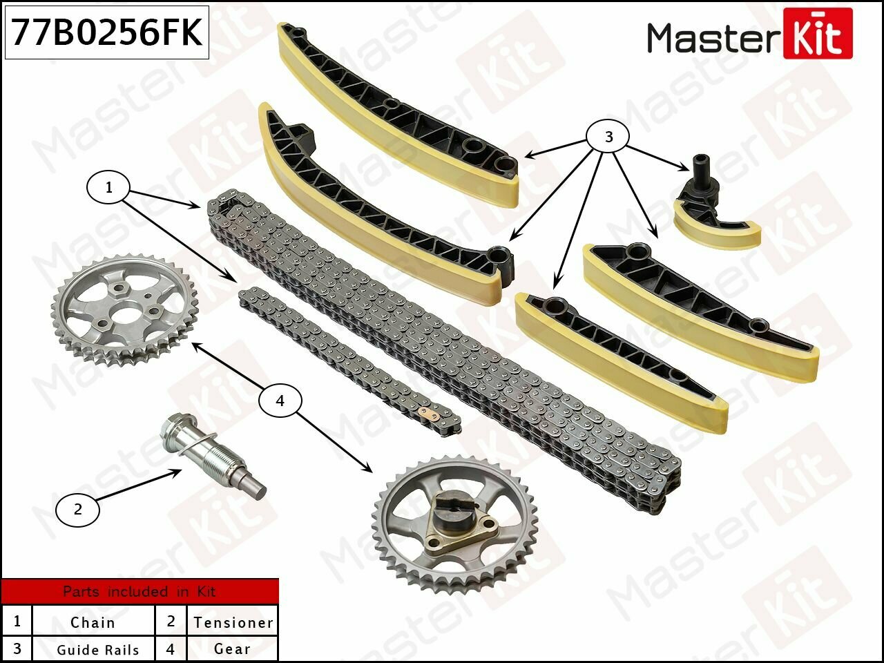 Комплект цепи ГРМ MERCEDES OM 642 W203/W204/C209/C218/W211/W212/X164/X204/W164/W251/Sprint MasterKit 77B0256FK