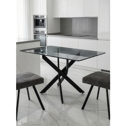 фото Стеклянный стол для кухни рим 10 серый/черный (1100х700 мм) mebel apartment