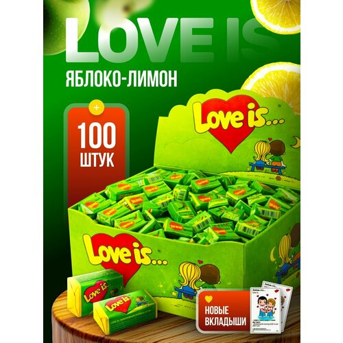 фото Жевательная резинка love is яблоко-лимон - 100 шт