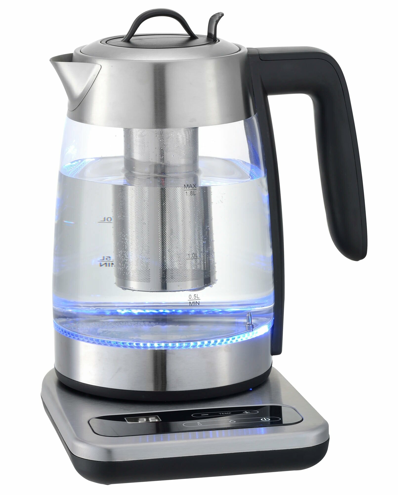 Электрочайник DEXP DK-1805DT, серебристый, быстрый нагрев, автоматическое отключение