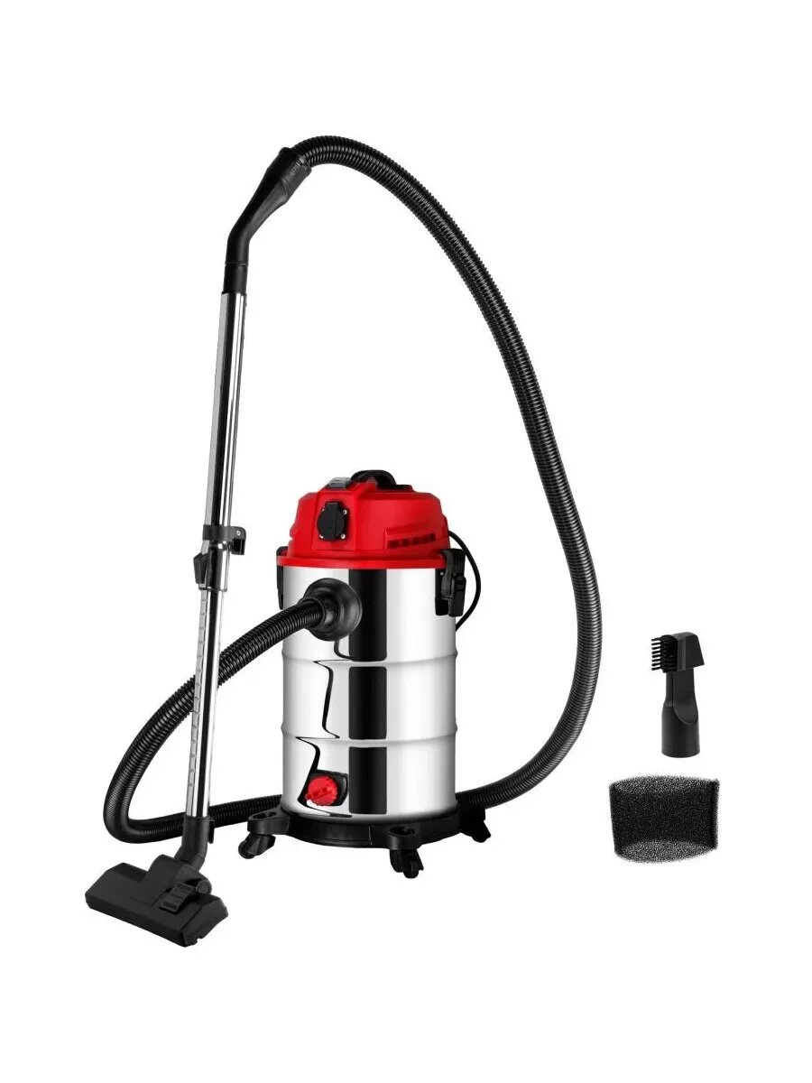 Пылесос строительный мощный с розеткой 30 литров WORTEX VC 3014 WS (1319993)