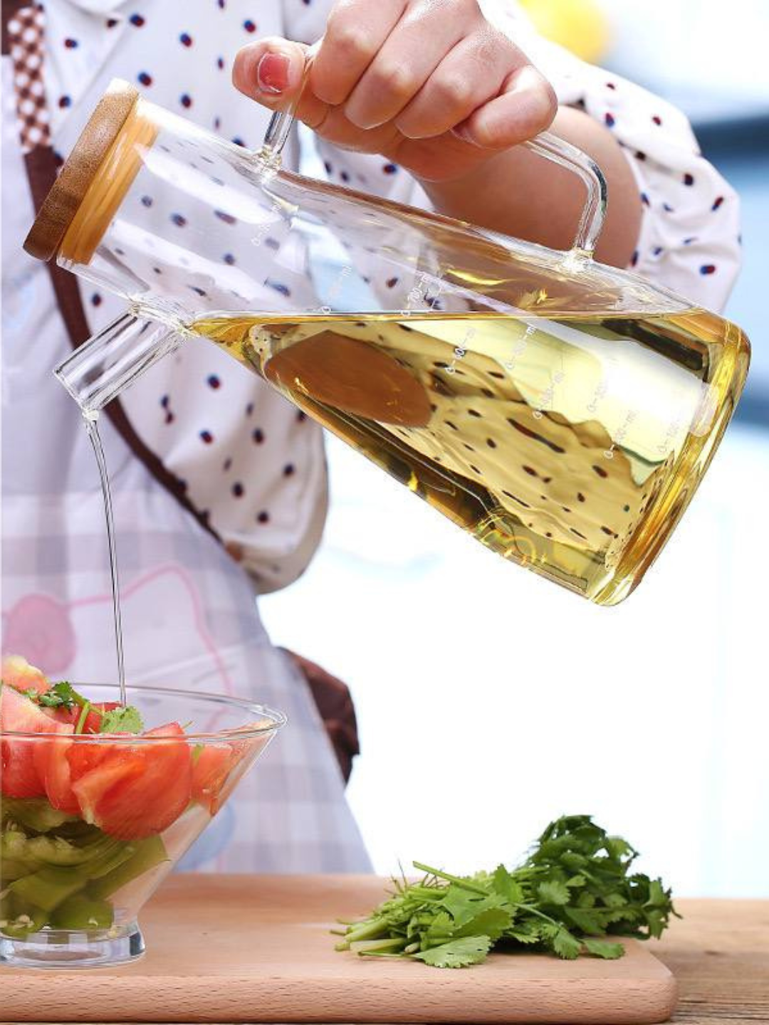 Бутылка для масла GlassWood Premium, стекло, бамбуковая крышка