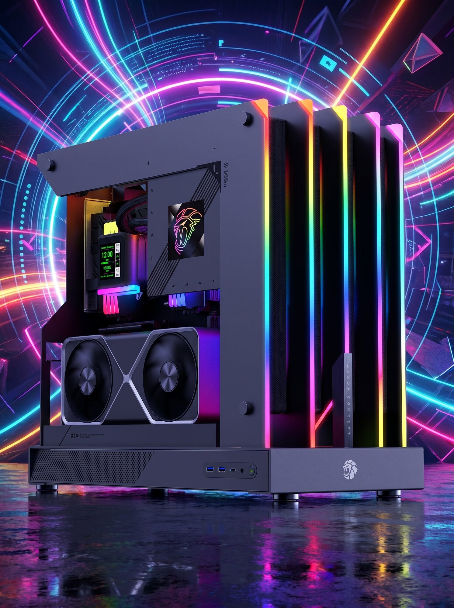 Корпус для ПК открытый GAMEMAX Blade Concept Midi-Tower, Е-АТХ, AUSB Type-C (Gen2), контроллер