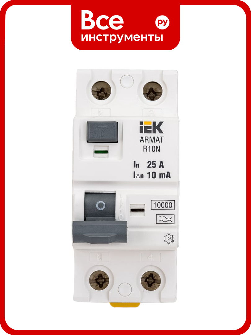 Выключатель дифференциального тока IEK ARMAT R10N 2P модульный электромеханический монтаж DIN-рейка защита