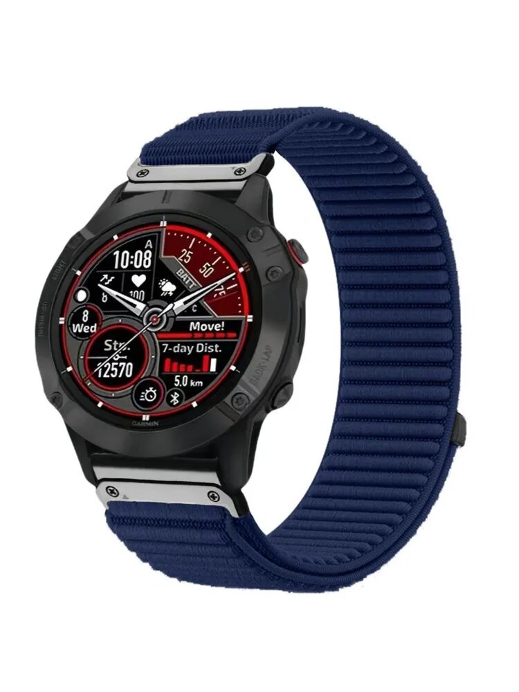 Нейлоновый спортивный ремешок для QuickFit 22мм смарт-часов Garmin Fenix 8 47мм/ 7 Pro/ 7, Fenix 6 Pro/ 6, дизайн с горным рельефом, модный стиль
