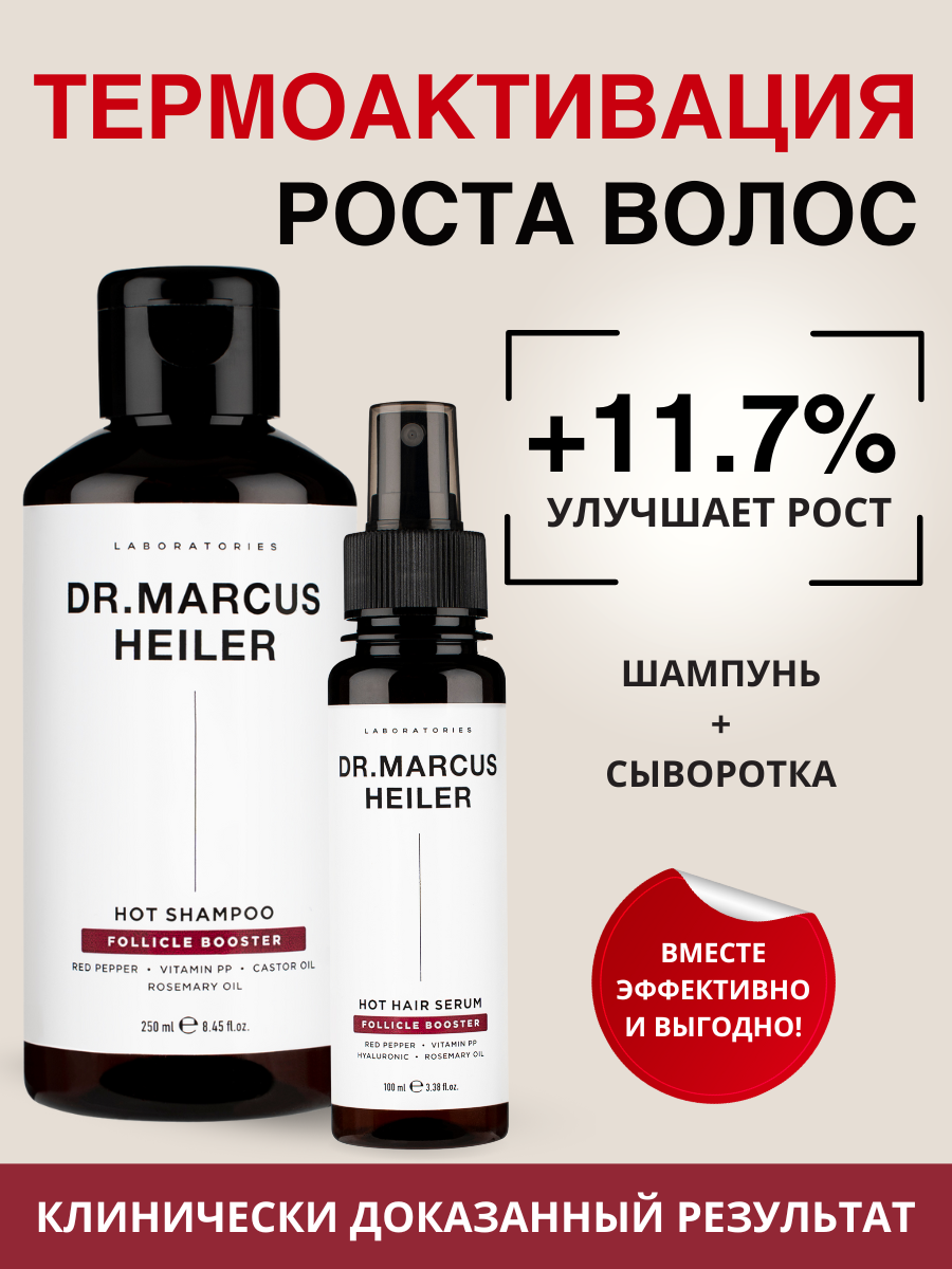 Шампунь для роста волос и сыворотка от выпадения перец + никотиновая кислота, Doctor Heiler