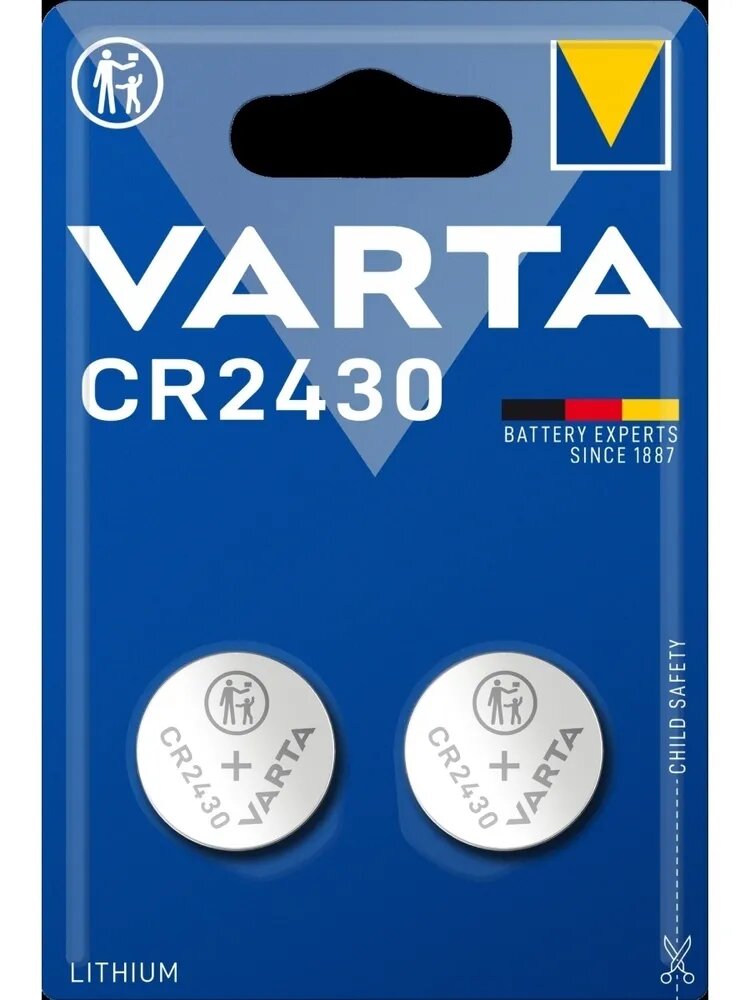 Батарейка VARTA Lithium CR2430 BL2 (2) шт. в блистере, литиевая, 6430101402