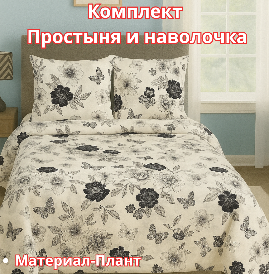 Постельное белья "Простыня и наволочка" размер евро стандарт