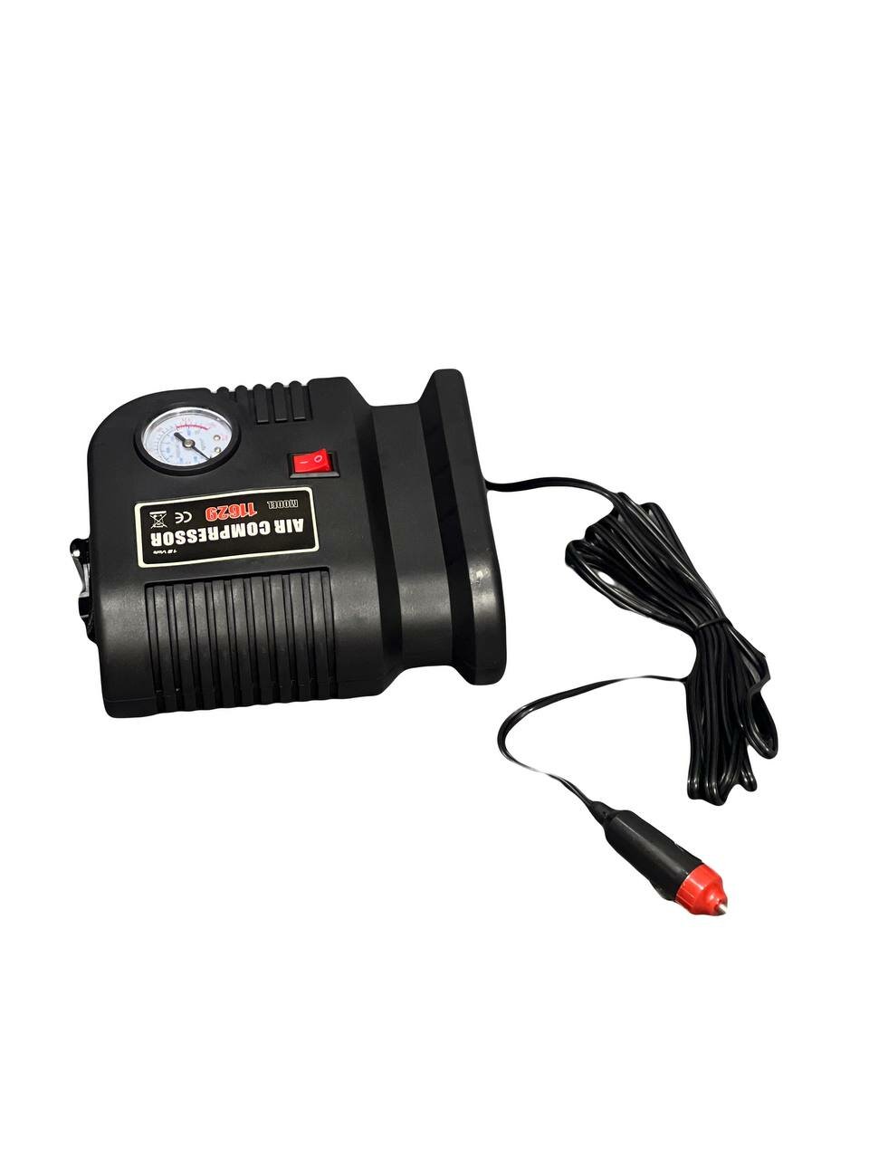 Автомобильный компрессор 12В 60Вт с манометром, компактный насос для шин, мячей, матрасов и надувных изделий — фото 1