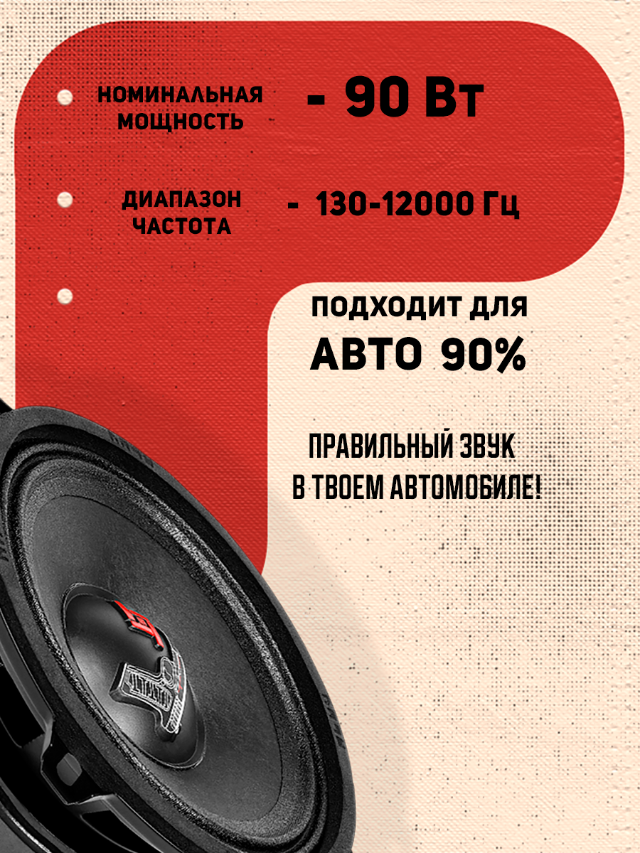 Колонки автомобильные УРАЛ ТТ 130.2, 90/180 Вт, 13 см, 2 шт. — фото 1