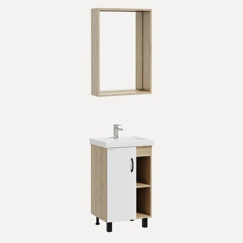 Изображение товара Мебель для ванной комнаты Onika Тимбер 50 напольная, белая матовая, дуб сонома