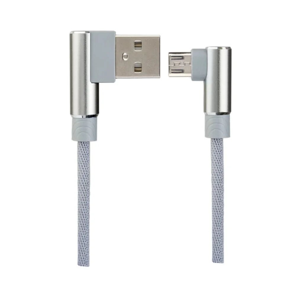 Кабель PERFEO USB2.0 A вилка - Micro USB вилка, угловой, серый, длина 1 м, бокс (U4805) — фото 1