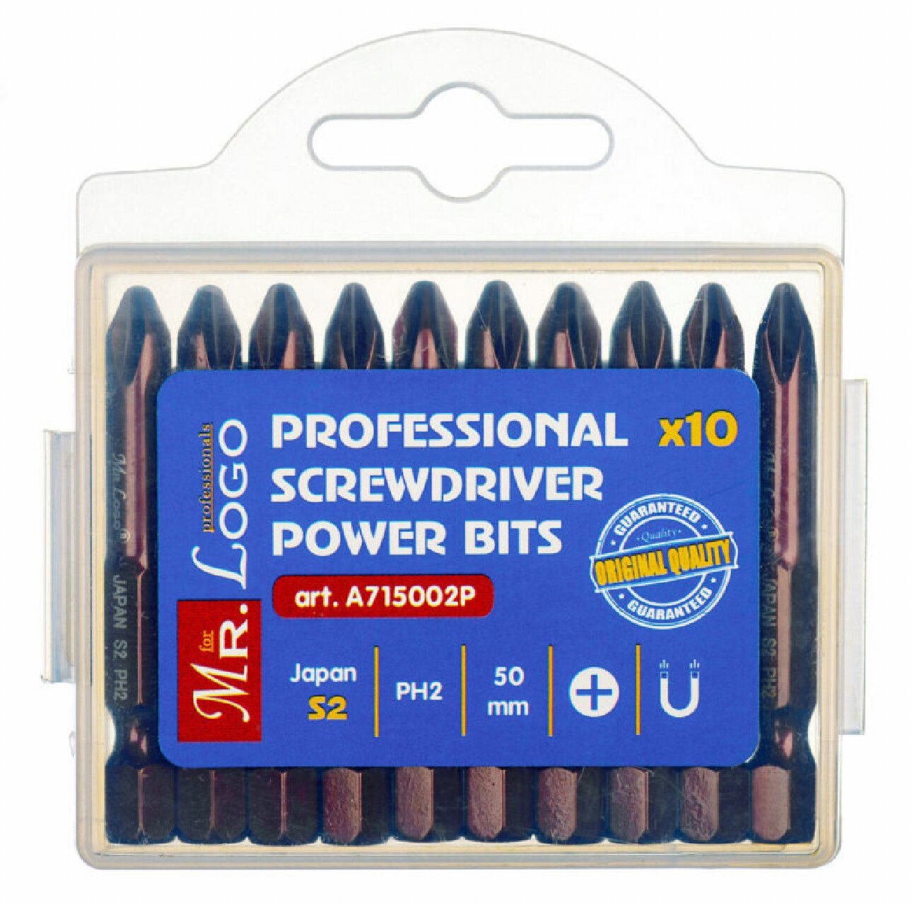 Биты Blister PH2 х 50мм MR.LOGO артикул A050P2-10 упаковка (10 шт)