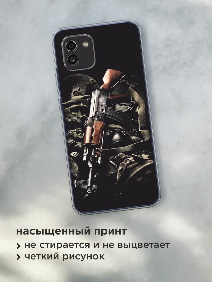 Чехол на Samsung Galaxy A03 / Самсунг Галакси А03 с принтом "Автомат" — фото 1