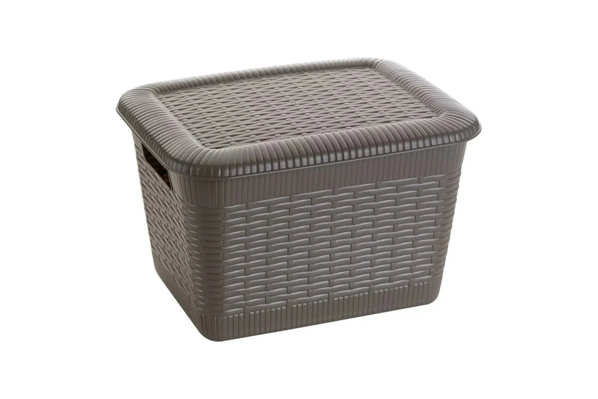 Хозяйственная корзина GENSINI Rattan  29x22 5x18 см  7 л  с крышкой  пластик  цвет ассорти 3351