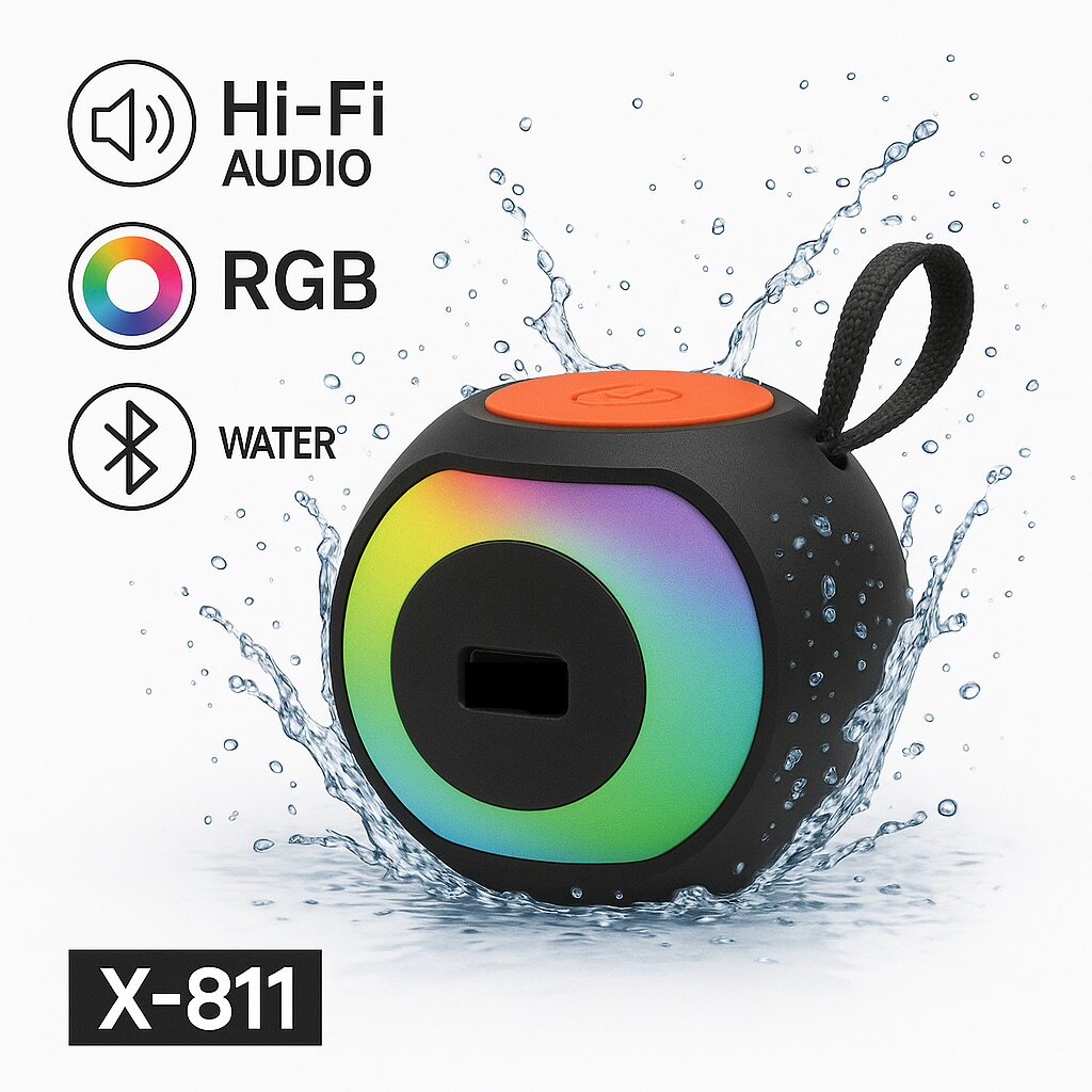 Портативная Bluetooth-колонка X-811 — Hi-Fi-аудио, RGB-подсветка, водонепроницаемая, поддерживает USB/TF