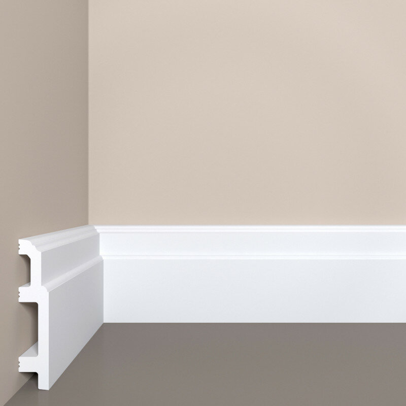 Плинтус напольный 25x106 мм белый ударопрочный полистирол полиуретановый под покраску 1 метр