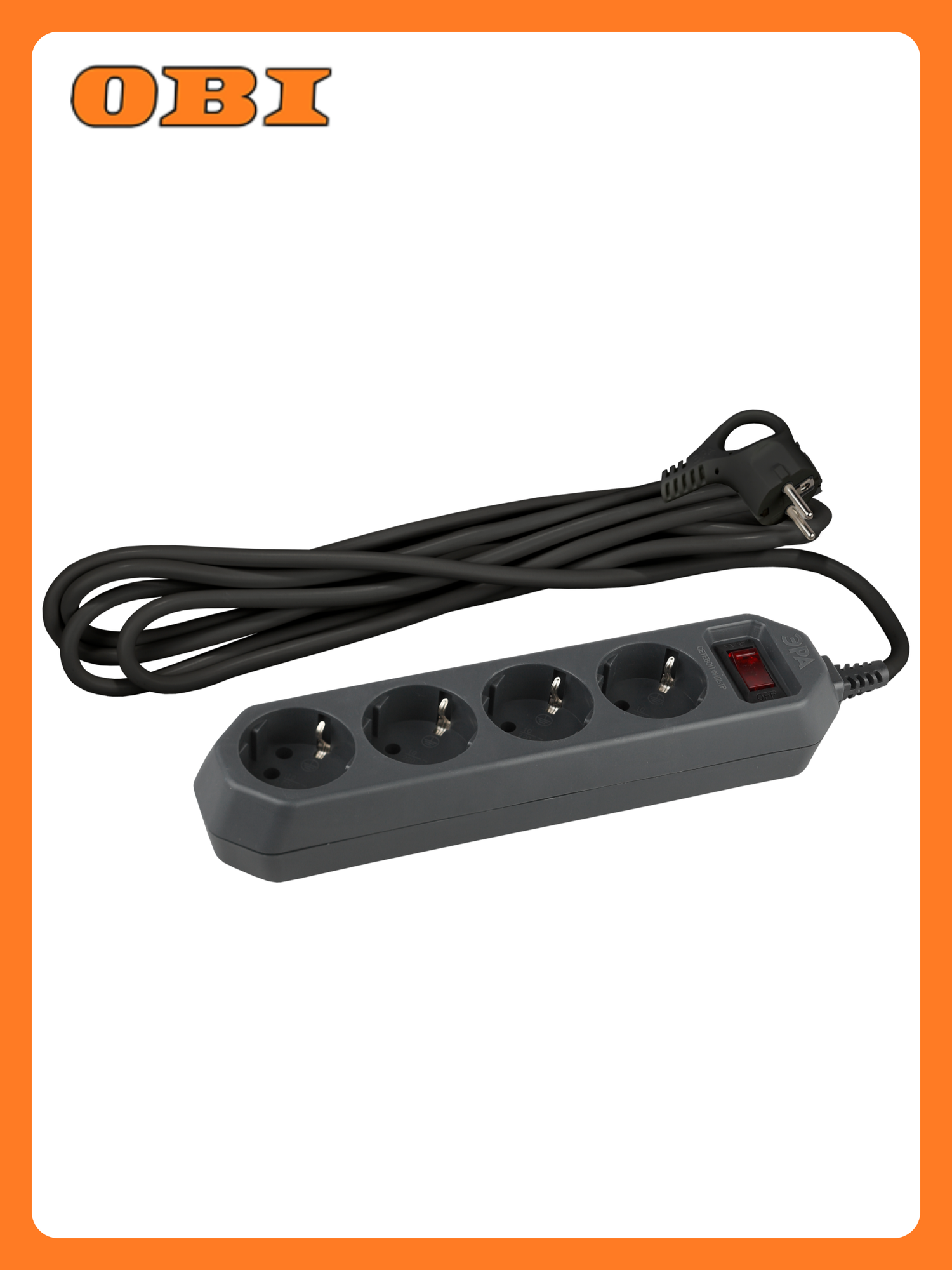 Сетевой фильтр ЭРА USF-M-4es-15m-B с защитой (термо) с заземлением с выключател