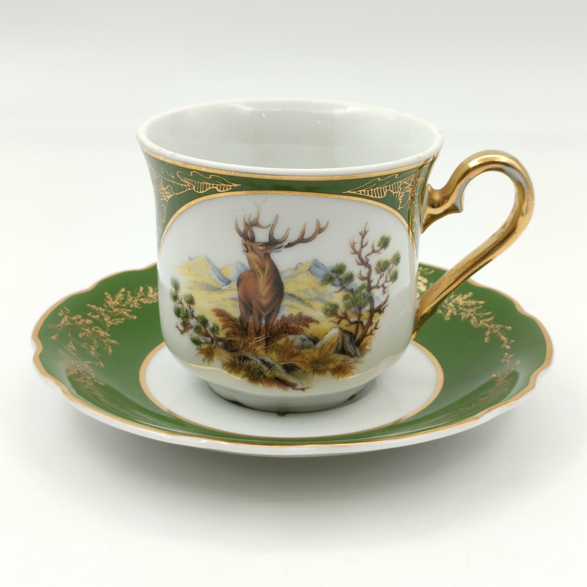 Чайная пара Мэри-Энн "Царская Охота", фарфор, крытье, деколь, золочение