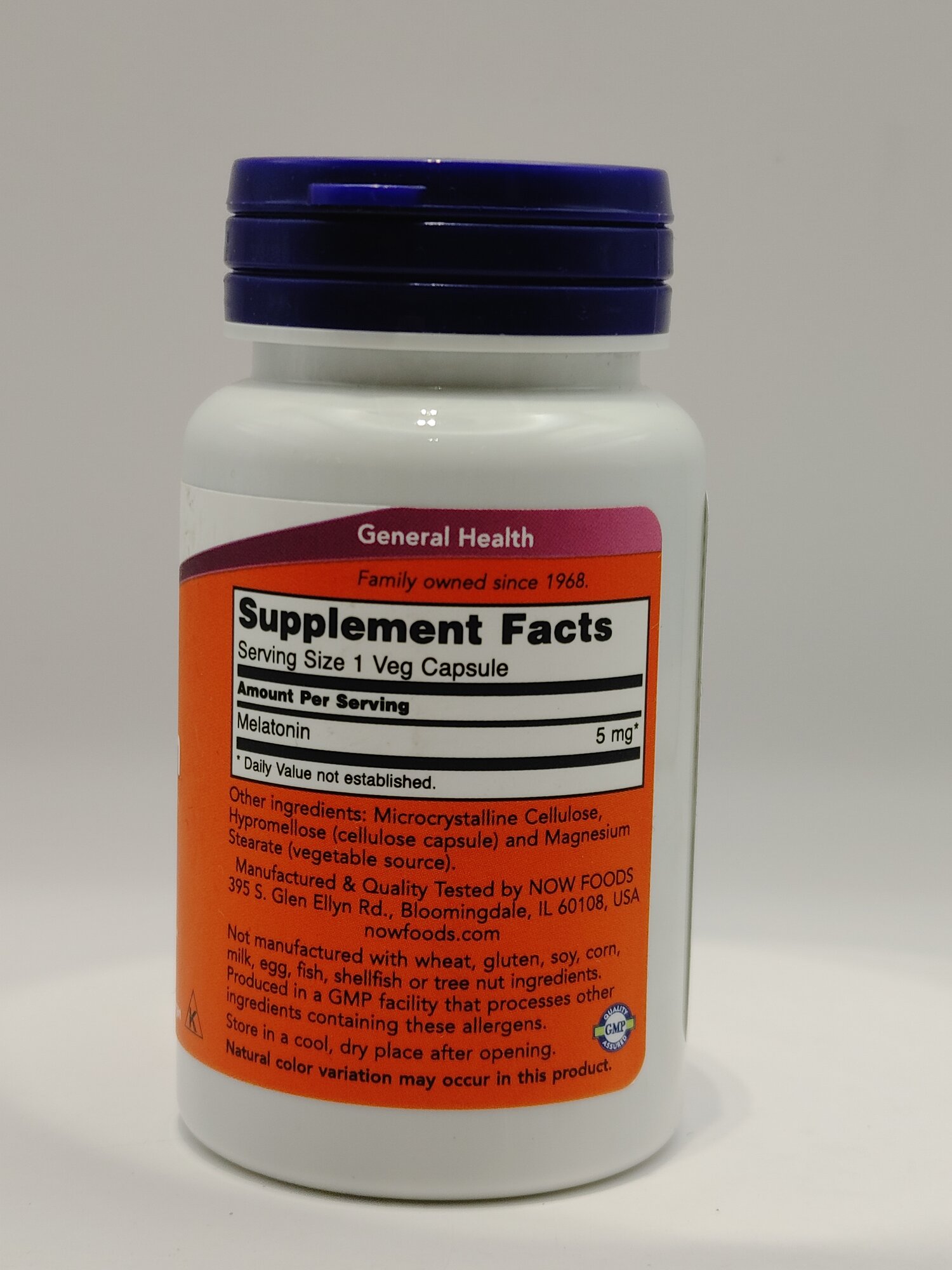 Витамины Melatonin NOW Foods, 5 мг, 60 капсул, для улучшения сна — фото 1