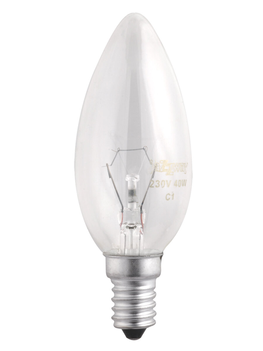 Лампочка накаливания Jazzway 40Вт 380Лм 2700К E14 B35 теплый белый свет прозрачная свеча