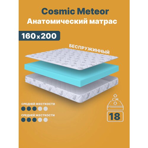 Матрас 160х200 беспружинный, анатомический, для кровати, Cosmic Star, средне-жесткий, 16 см, двусторонний с одинаковой жесткостью C.O.S.M.I.C.®