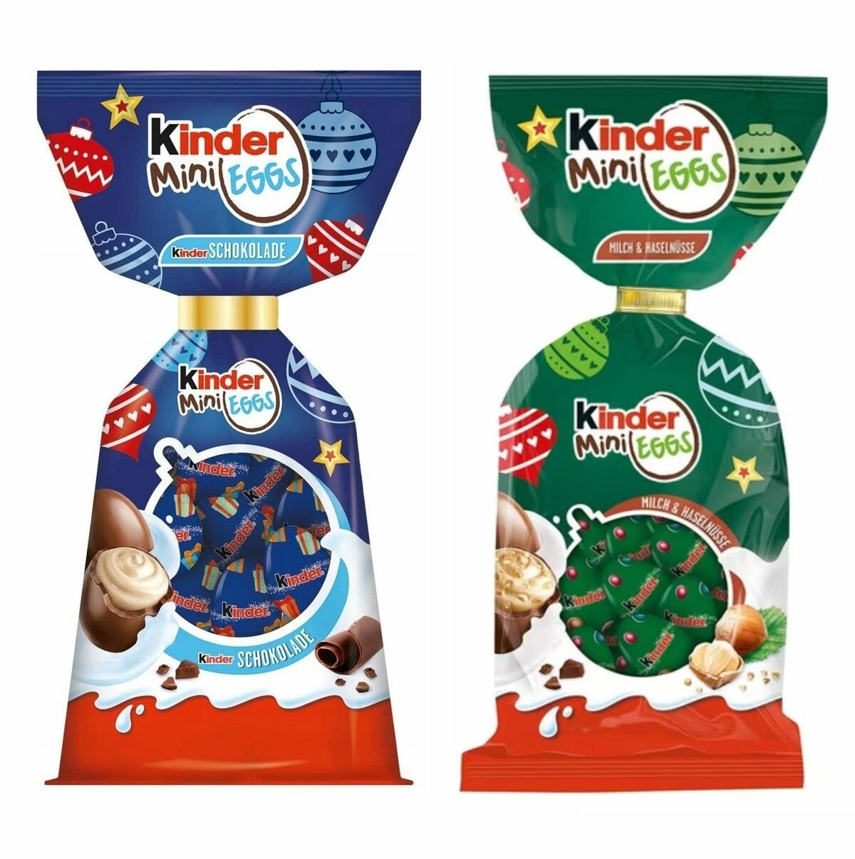 Шоколад Kinder XMAS Eggs mini chocolate cream and Haselnuss/Киндер яйца 170 гр. 2x85
