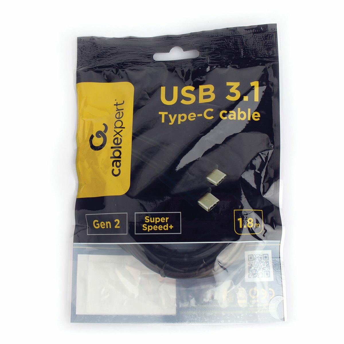 Кабель USB 3.1 Cablexpert, Type-C-Type-C, 1,8м,5А, 100Вт, черный (CMCM2-1.8M) — фото 1